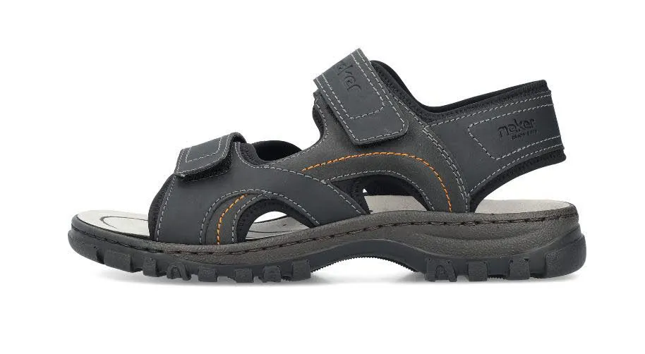 Rieker Herren Sandalen Trekkingsandalen schwarz