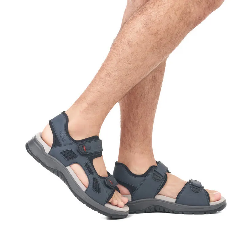 Rieker FSK Herren Sandalen Sandaletten Trekkingsandalen denim/schwarz