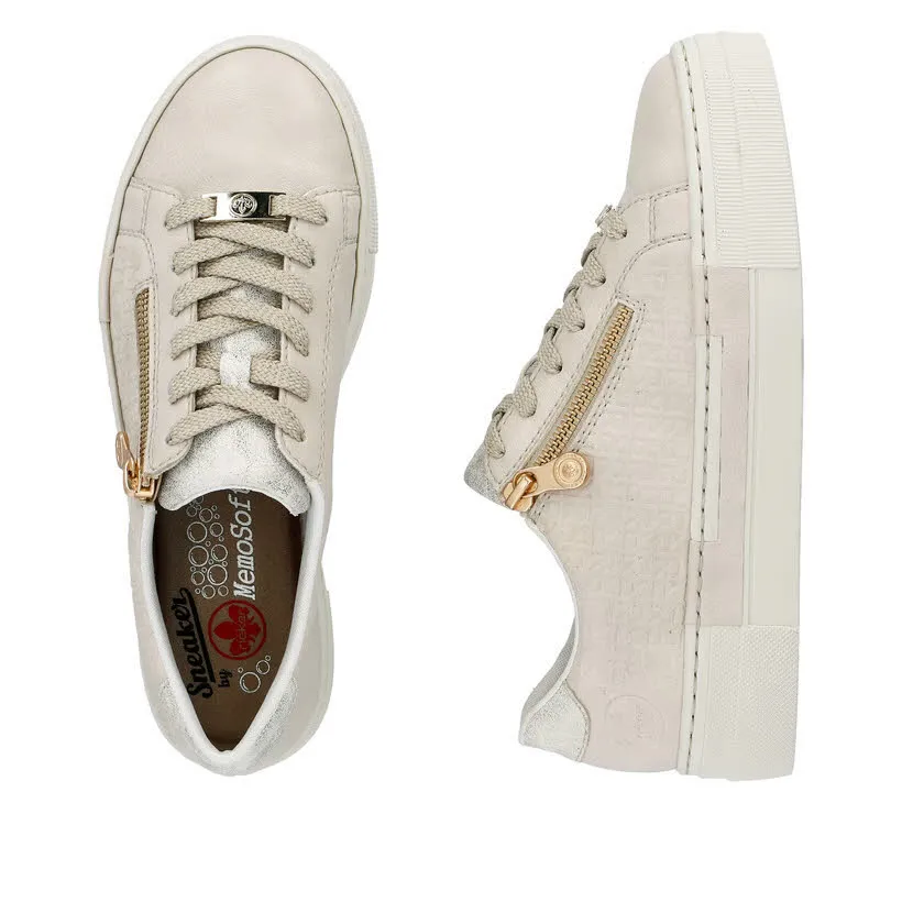 Rieker Damen Sneaker Modeschuhe Trendschuhe beige