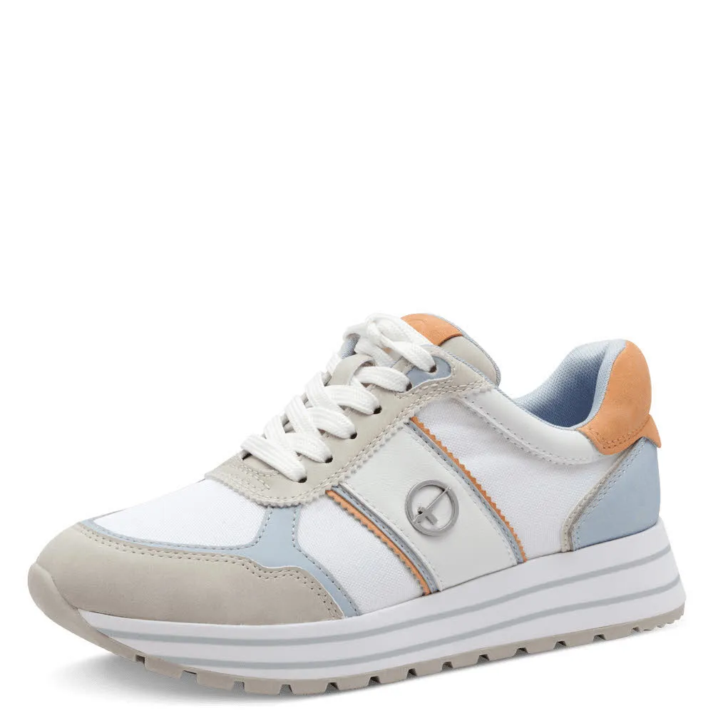 Tamaris Damen Schnürer Sneaker beige hellblau