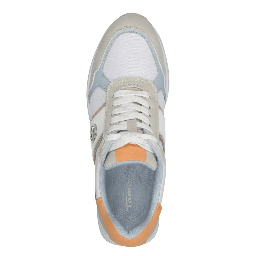 Tamaris Damen Schnürer Sneaker beige hellblau