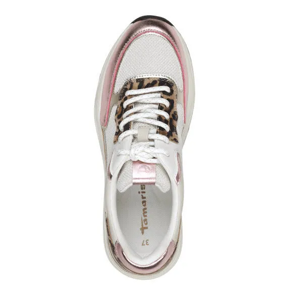 Tamaris Damen Sneaker leopard pink weiß