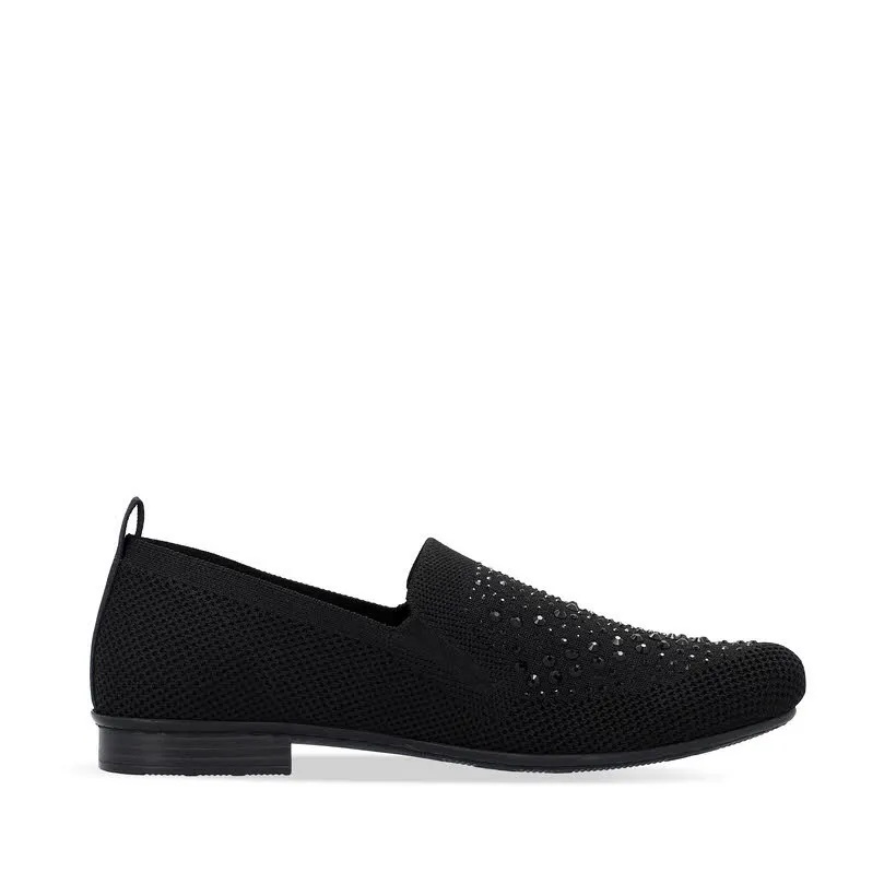 Rieker Damen Slipper Modeschuhe schwarz