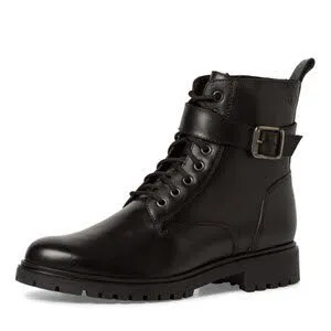 Tamaris Damen Boots Stiefelette Schnürer Leder schwarz