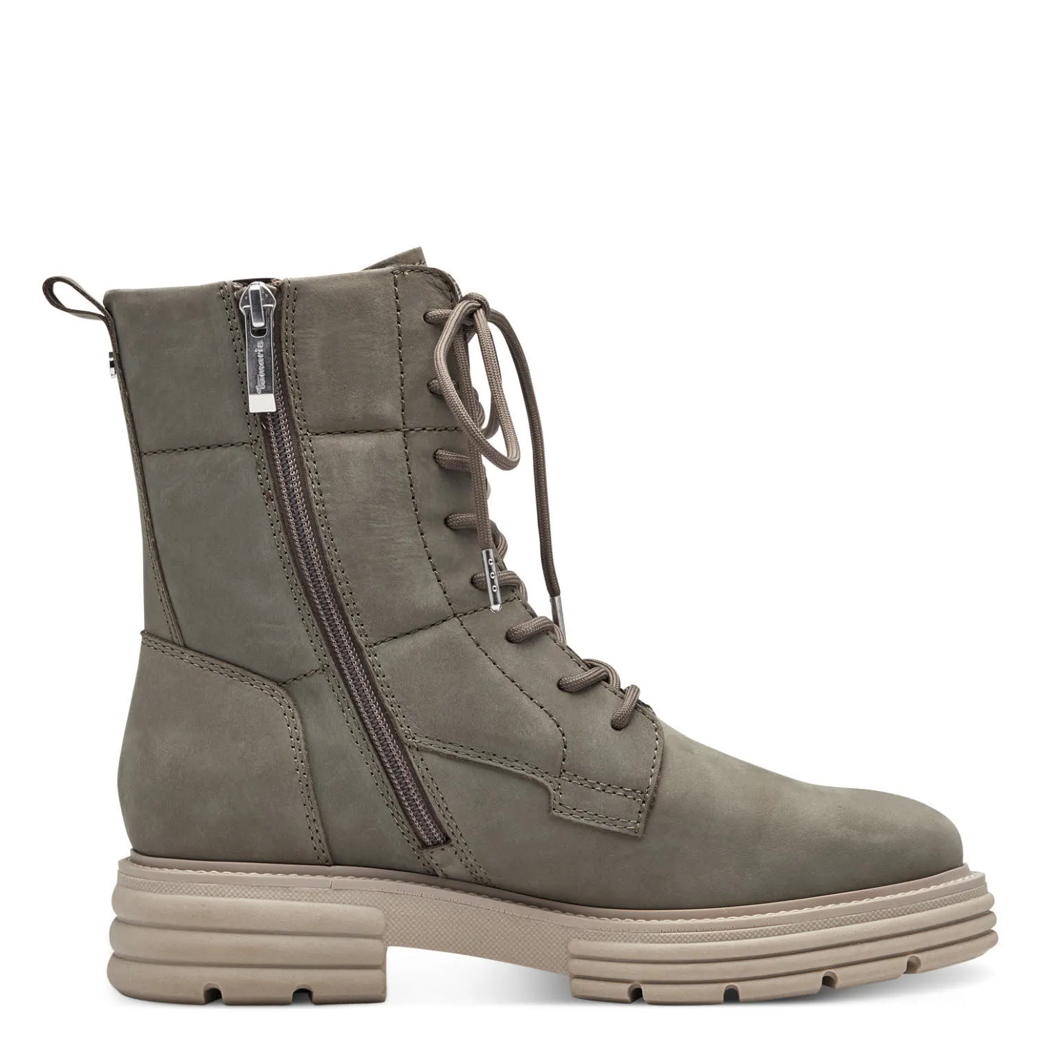 Tamaris Damen Stiefelette Schnürer Boots Modeschuh olivgrün