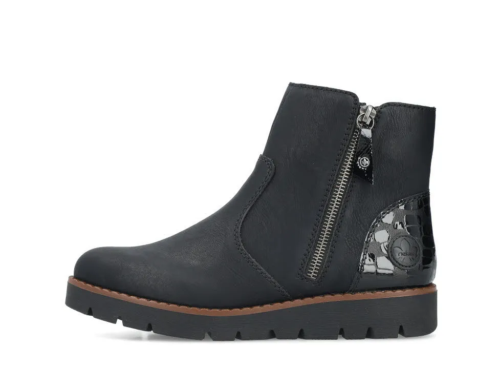 Rieker Damen Stiefeletten Slipper Kurzstiefel urbanschwarz