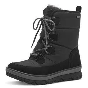 Jana Damen Boots Winterstiefel Schnürer gefüttert schwarz