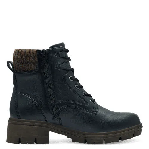 Jana Damen Boots Winterstiefelette Schnürer gefüttert dunkelblau