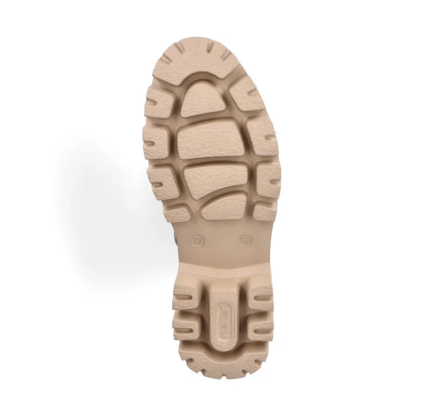 Rieker Damen Stiefelette Schnürer gefüttert Biker Boots braunbeige