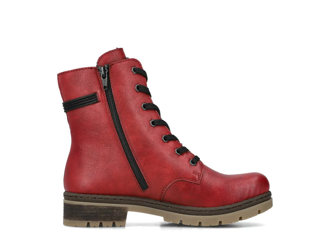 Rieker Damen Stiefelette Boots Schnürer gefüttert rot