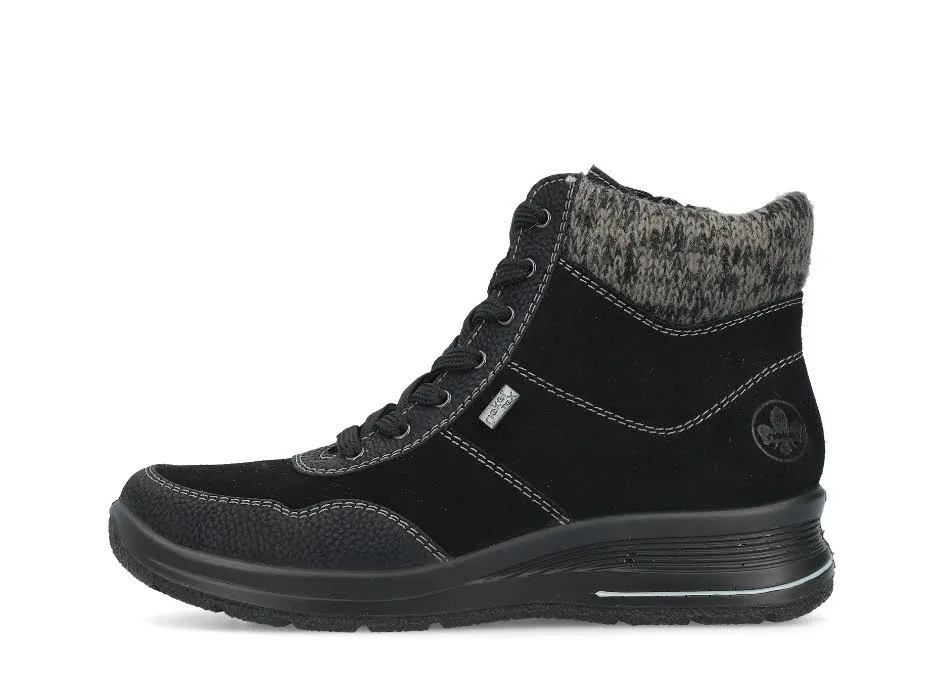 Rieker Damen Stiefelette Schnürer gefüttert Schnürstiefel urbanschwarz