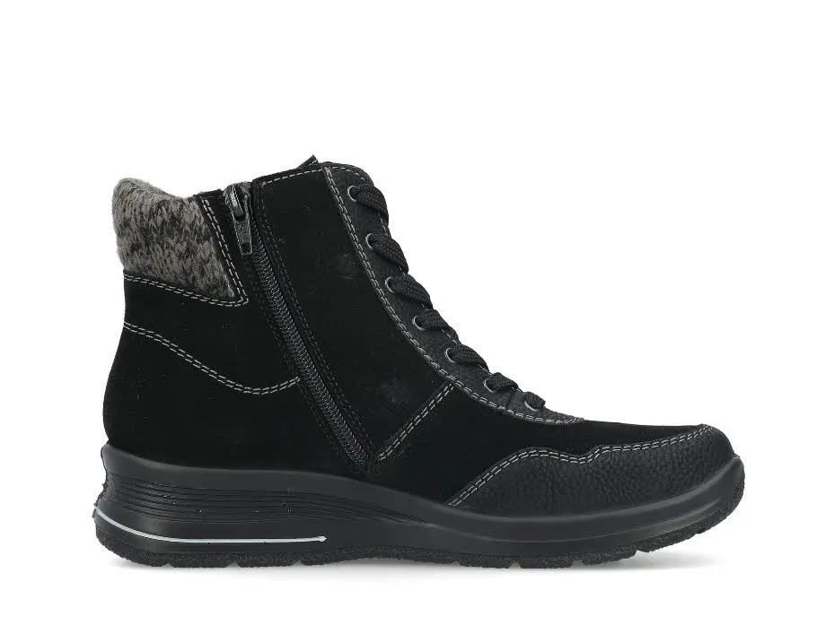 Rieker Damen Stiefelette Schnürer gefüttert Schnürstiefel urbanschwarz