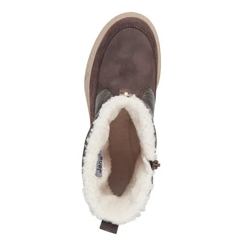 Jana Damen Boots Winterstiefel Slipper gefüttert braun gold