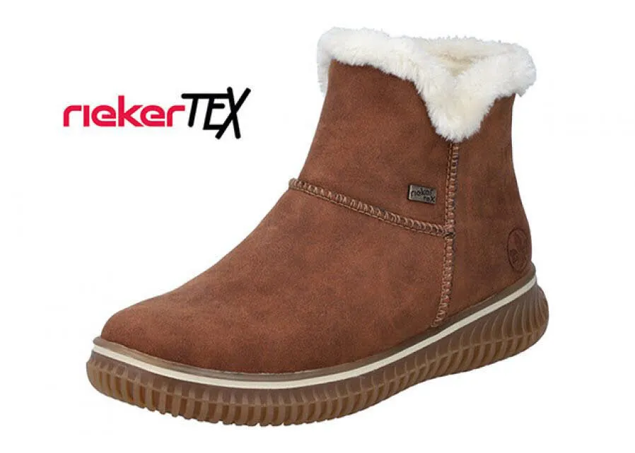 Rieker Damen Stiefelette Slipper gefüttert braun