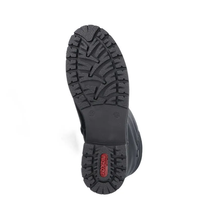 Rieker Damen Stiefel Hochschaftstiefel Slipper gefüttert schwarz