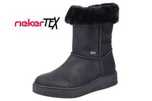 Rieker Damen Stiefelette Slipper gefüttert Kurzstiefel nachtschwarz