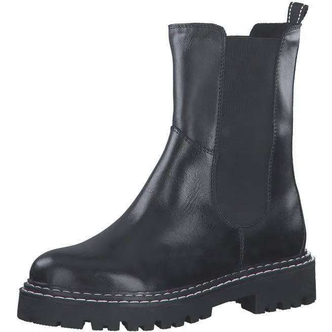 Marco Tozzi Chelsea Boot Black/White Stiefelette Stiefel Modeschuh Damen schwarz NEU
