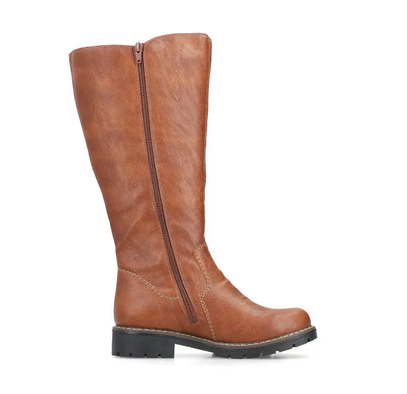 Rieker Damen Hochschaftstiefel Slipper gefüttert karamellbraun