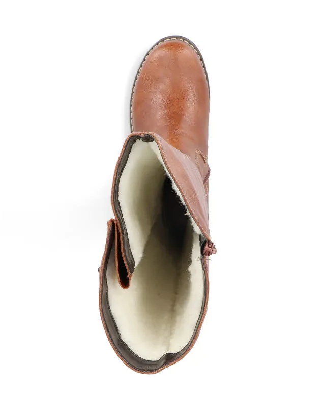Rieker Damen Hochschaftstiefel Slipper gefüttert karamellbraun