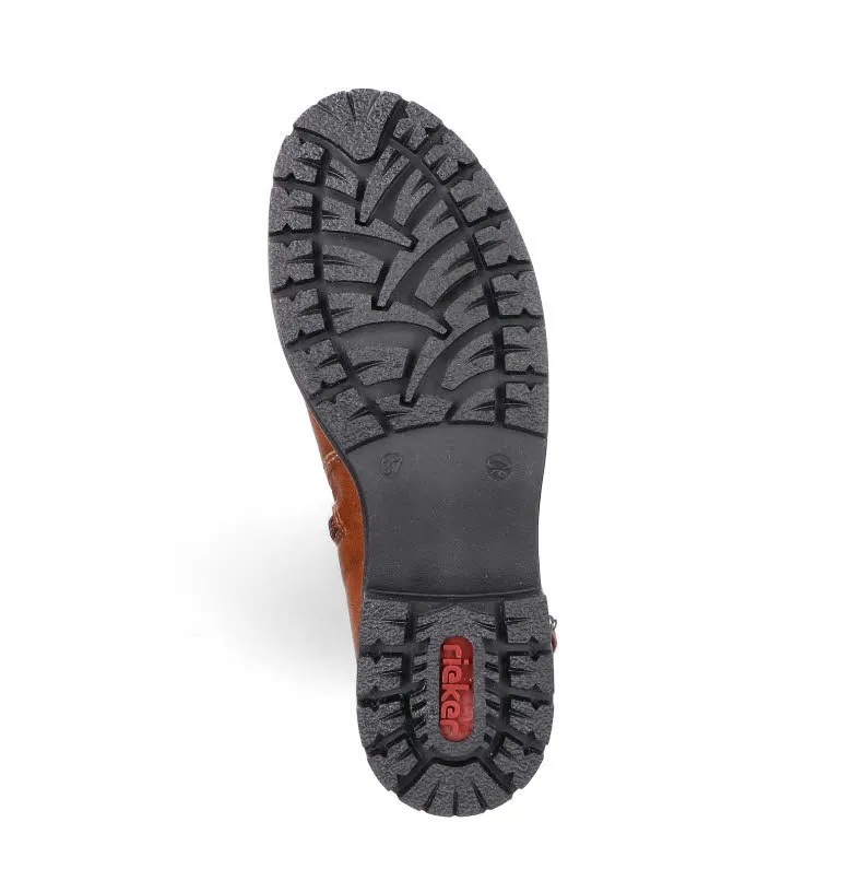 Rieker Damen Hochschaftstiefel Slipper gefüttert karamellbraun