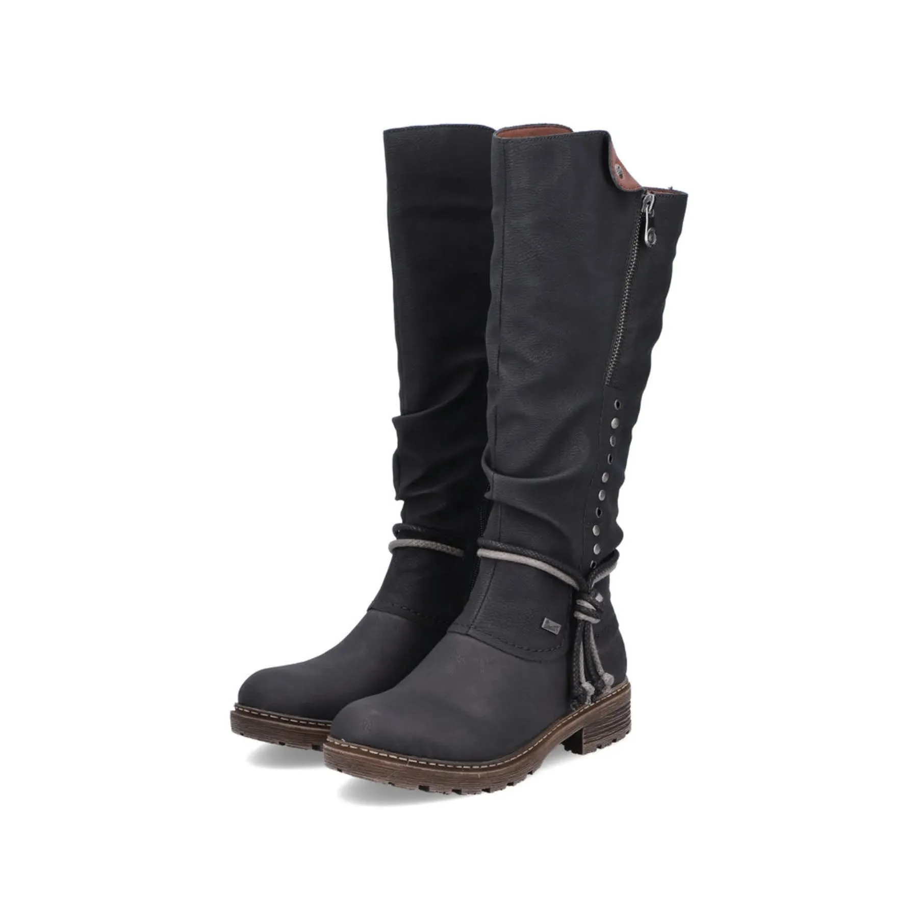 Rieker HWK Damen Stiefel gefüttert Hochschaftstiefel Modeschuh schwarz NEU