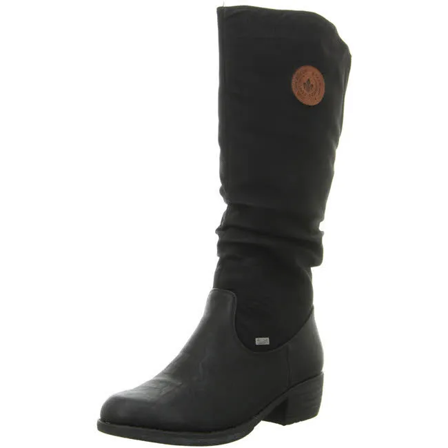 Rieker Damen Langschaftstiefel Stiefel Modeschuh gefüttert schwarz NEU