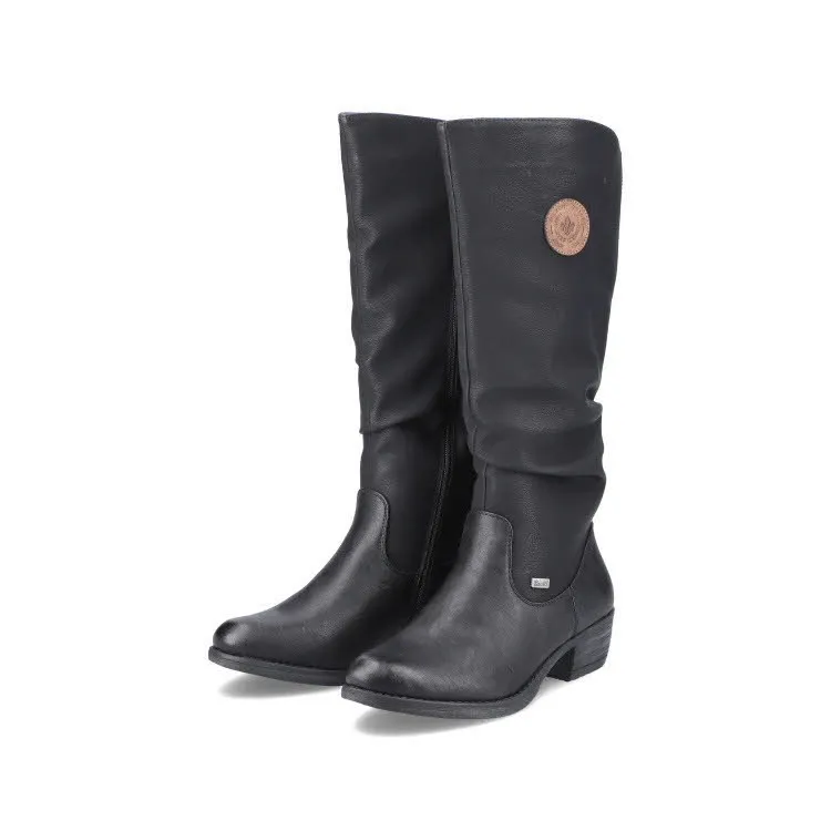 Rieker Damen Langschaftstiefel Stiefel Modeschuh gefüttert schwarz NEU