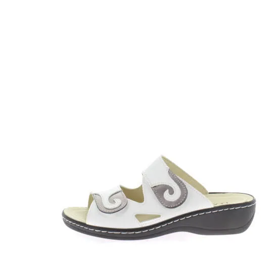 Longo Pantoletten Damen Modeschuh Bequemschuh weiß
