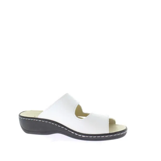 Longo Pantoletten Damen Modeschuh Bequemschuh weiß