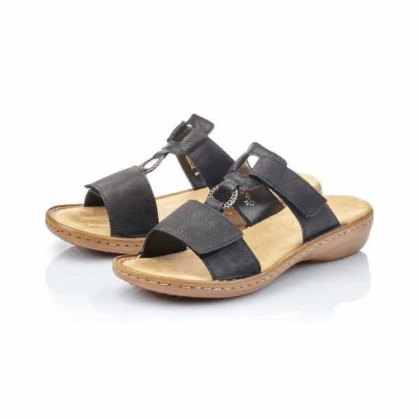 Rieker Pantolette Damen Sommerschuhe Sandalette elegant modisch schwarz NEU