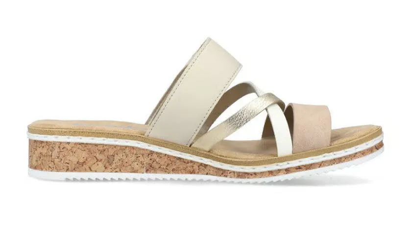 Rieker Damen Pantolette Riemchensandalen beige