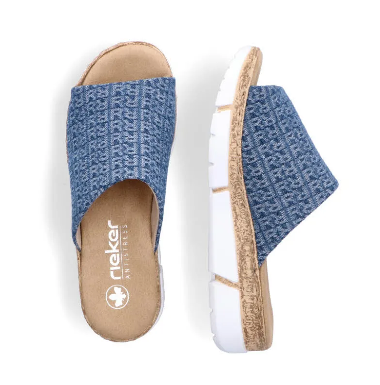 Rieker Damen Sandalen Pantoletten blau