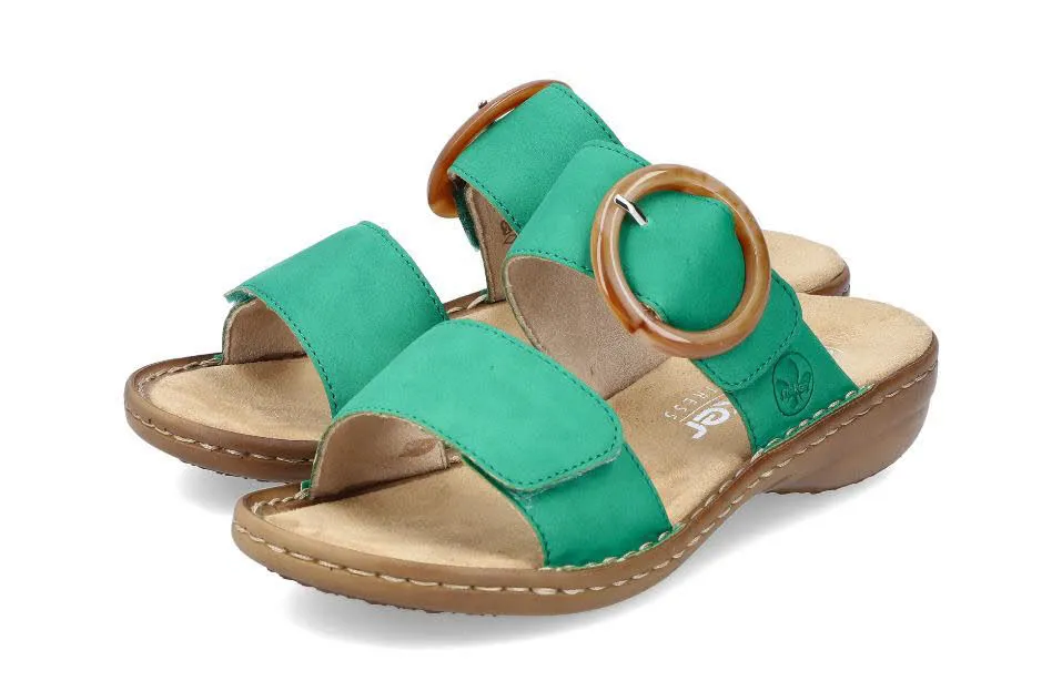 Rieker Damen Pantolette Sandalen elegant grün