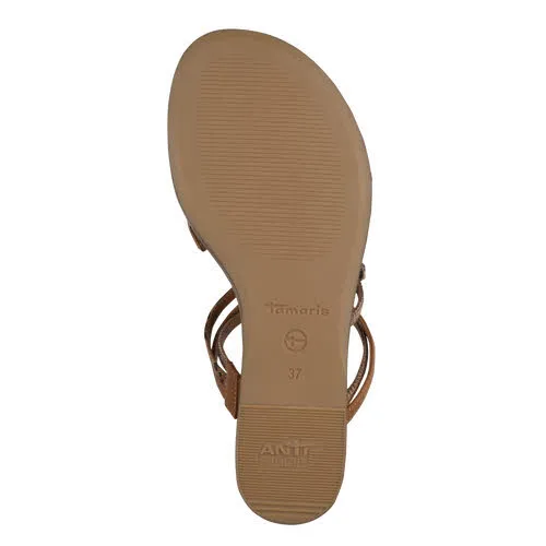Tamaris Damen Pantolette flach Riemchenpantolette leopard braun