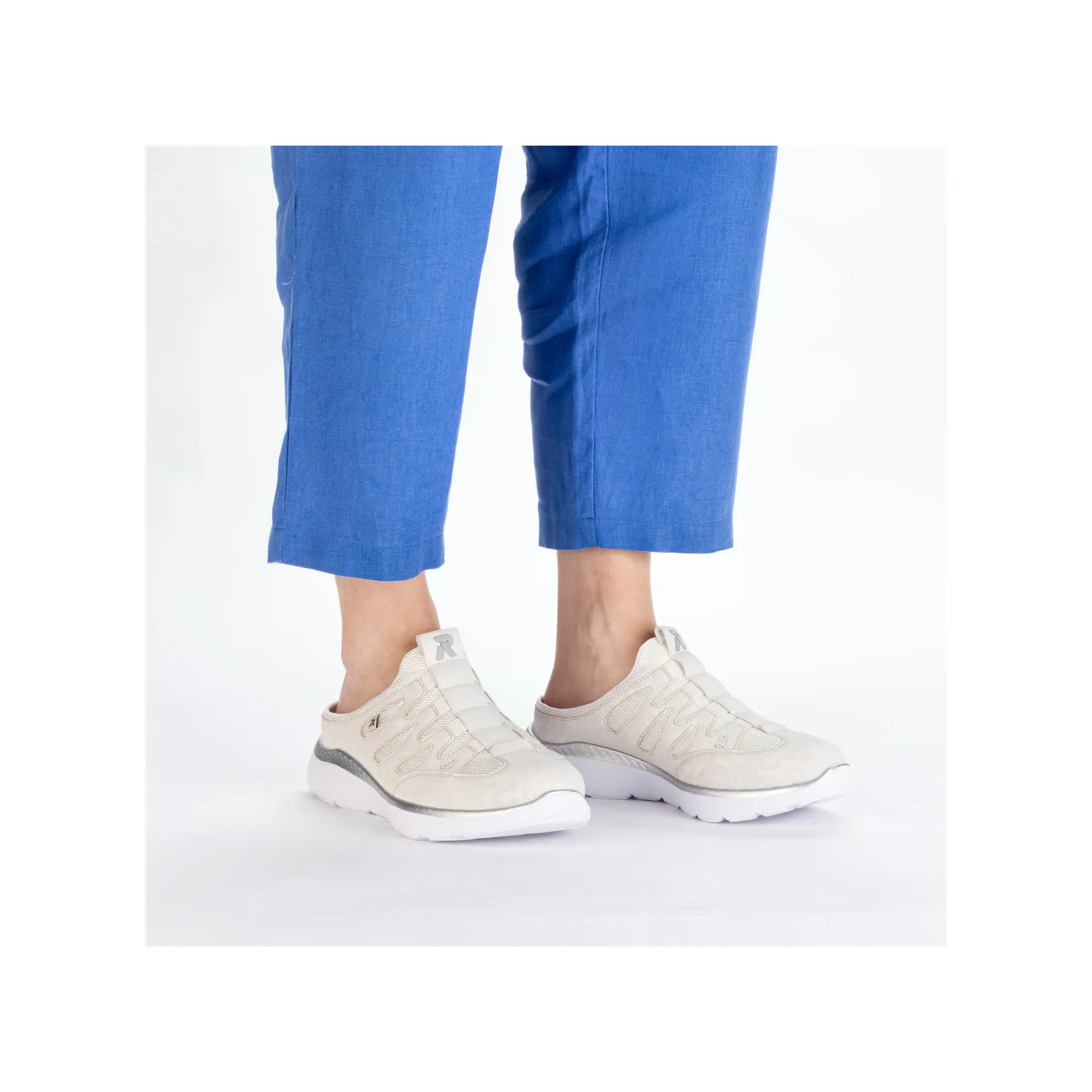 Rieker FSK Damen Halbschuhe Clogs Slipper beige/offwhite