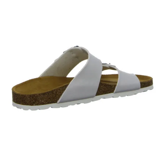Longo Tieffußbett Pantolette Hausschuh Damen silber NEU