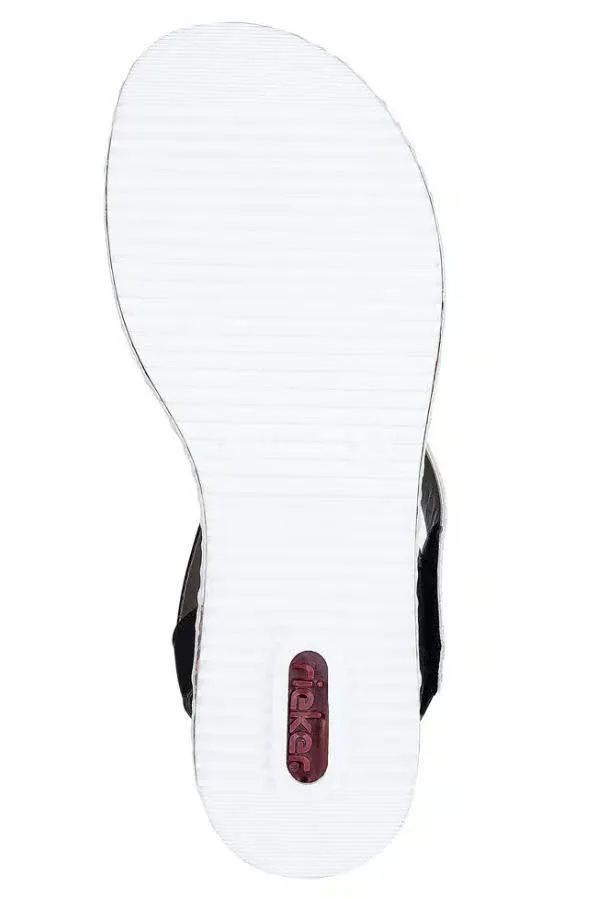 Rieker Damen Sandaletten Keilsandaletten braun/schwarz/weiß