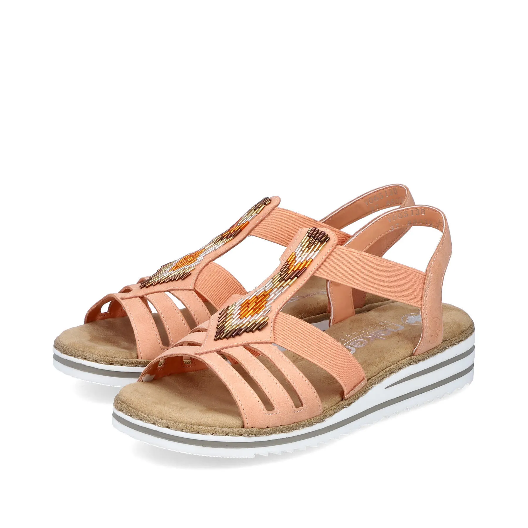 Rieker Damen Sandalen Keilsandaletten Modeschuhe Sommerschuhe orange