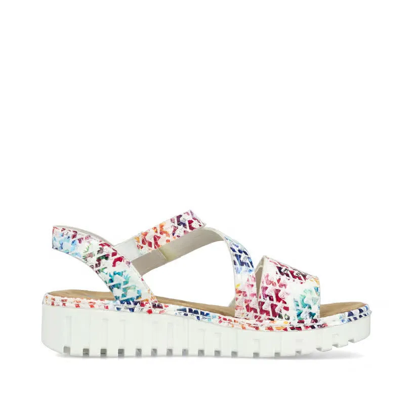 Rieker Damen Keilsandaletten weiß multicolor