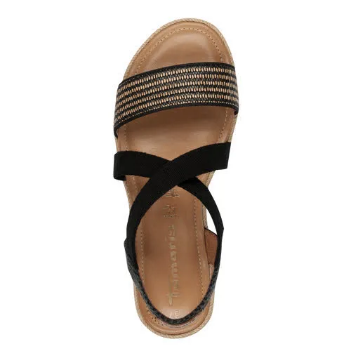 Tamaris Damen Sandale flach schwarz
