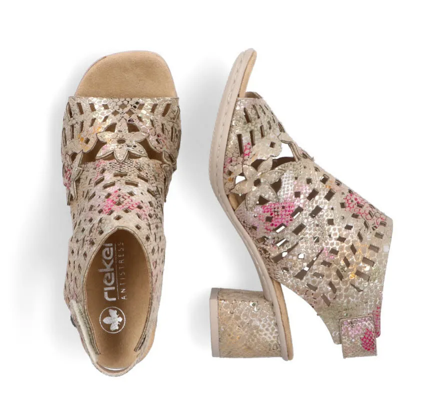 Rieker Damen Sandalen Riemchensandaletten multicolor beige