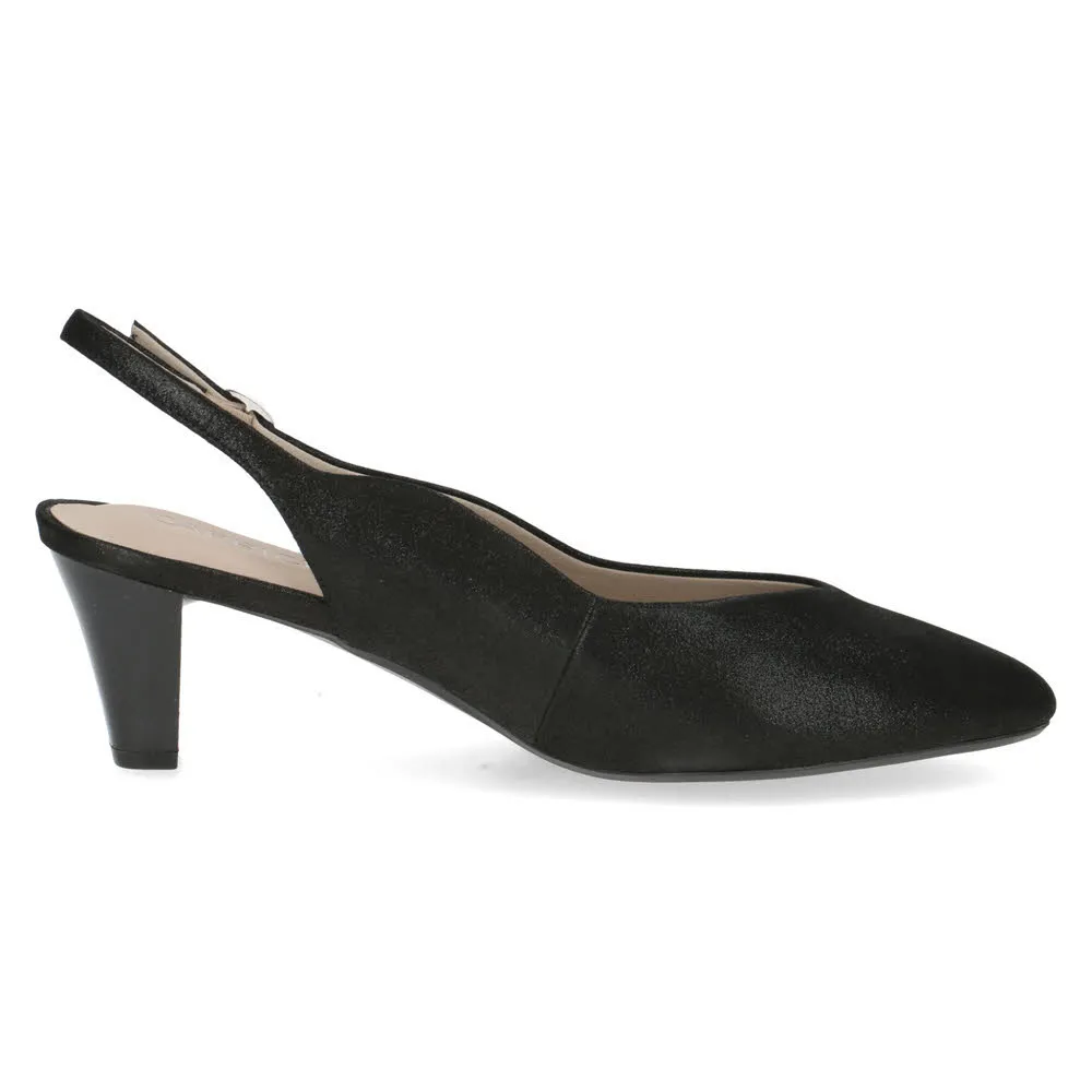 Caprice Damen Sling Pumps Absatzschuhe schwarz metallic