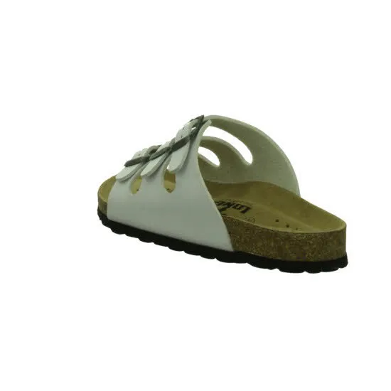 Longo Tieffußbett Hausschuhe Pantoletten Sandale Damen weiß NEU