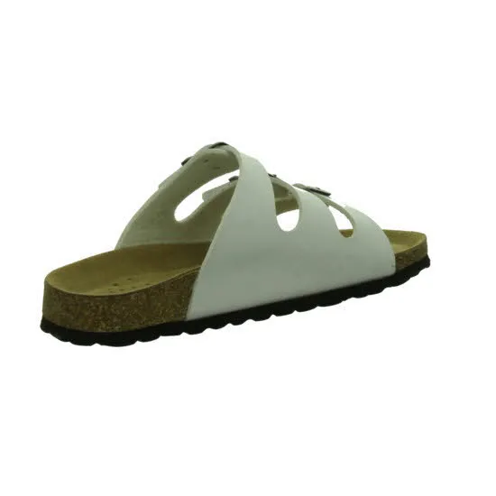 Longo Tieffußbett Hausschuhe Pantoletten Sandale Damen weiß NEU