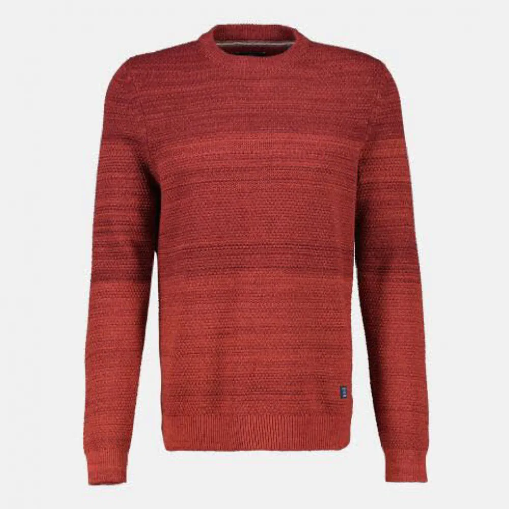 Lerros Crewneck, verlaufendes-gestreiftes Strickmuster Herren Strickpullover rot