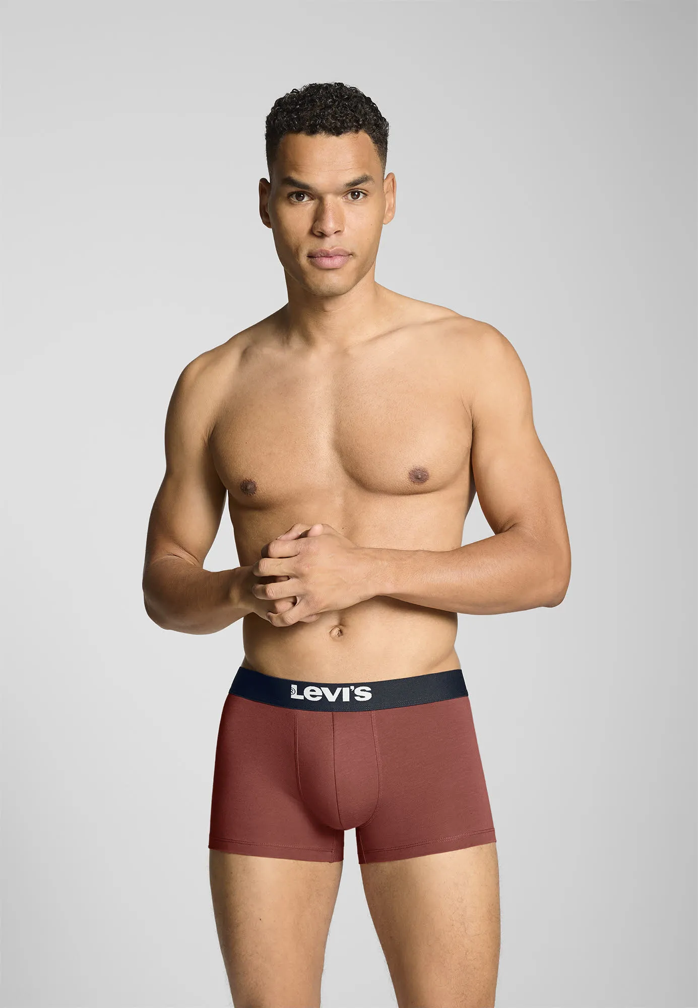 Levis Men Solid Basic Herren Boxershorts 2 Stück schwarz/rot