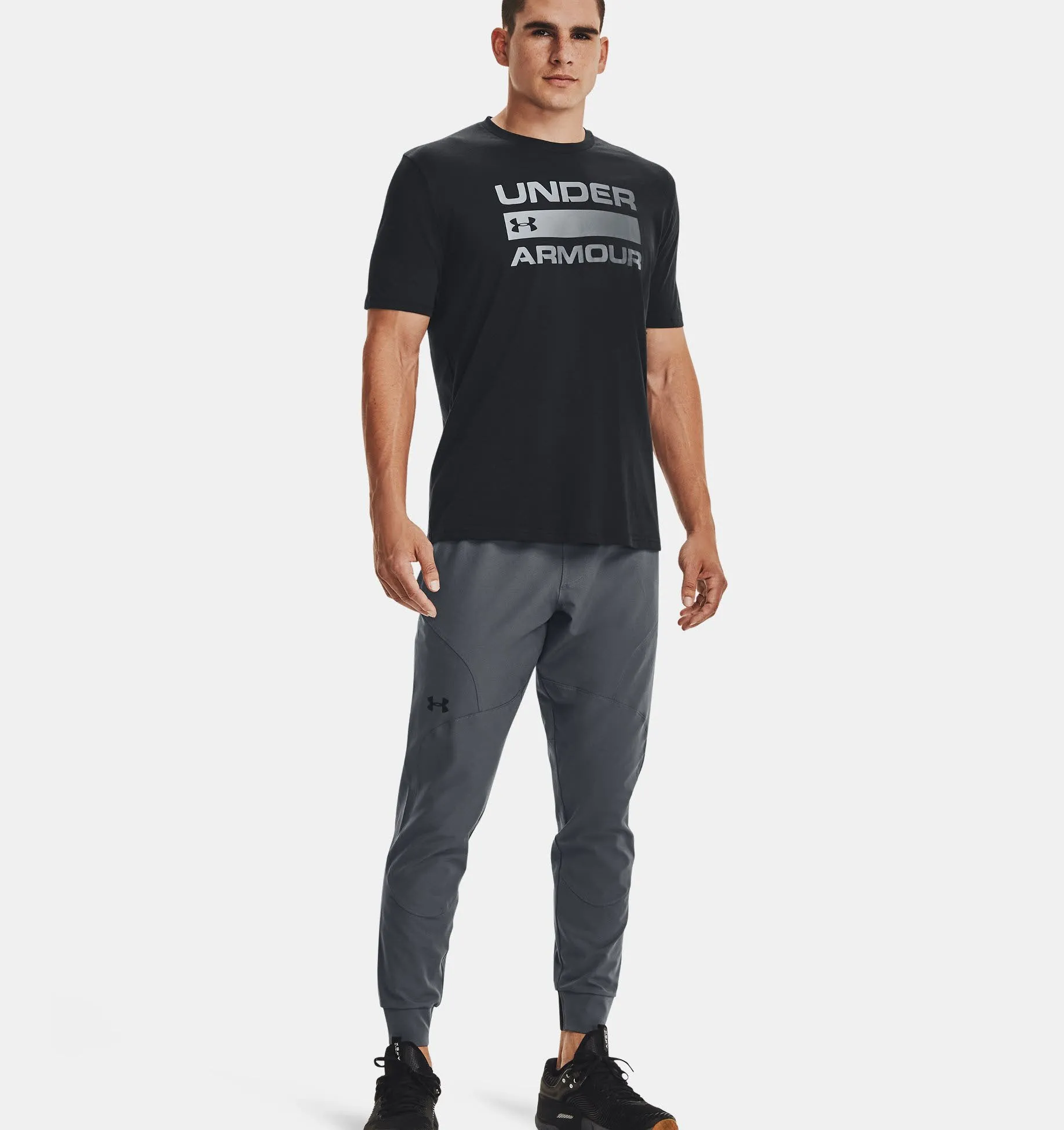 Under Armour UA Team Issue Wordmark Herren Training Sport T-shirt Schwarz NEU