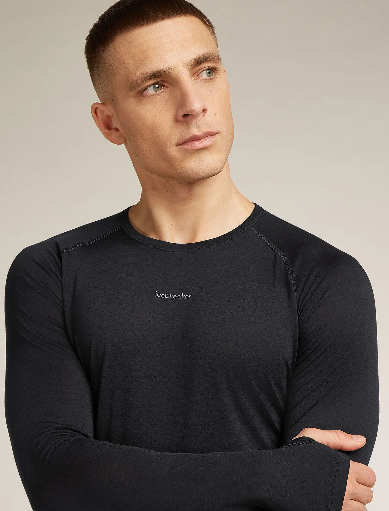 Icebreaker Merinomix 125 ZoneKnit™ Thermo-Langarmshirt Rundhalsausschnitt Herren schwarz