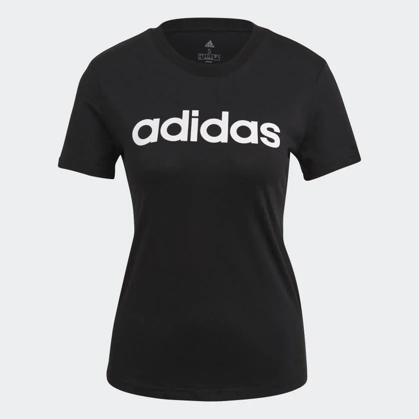 adidas DA W LIN T Essentials Slim Logo T-Shirt Freizeit Sport Damen schwarz NEU
