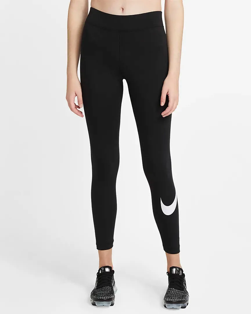 NIKE SPORTSWEAR ESSENTIAL Damen Sporttights Lauftights schwarz/weiß NEU